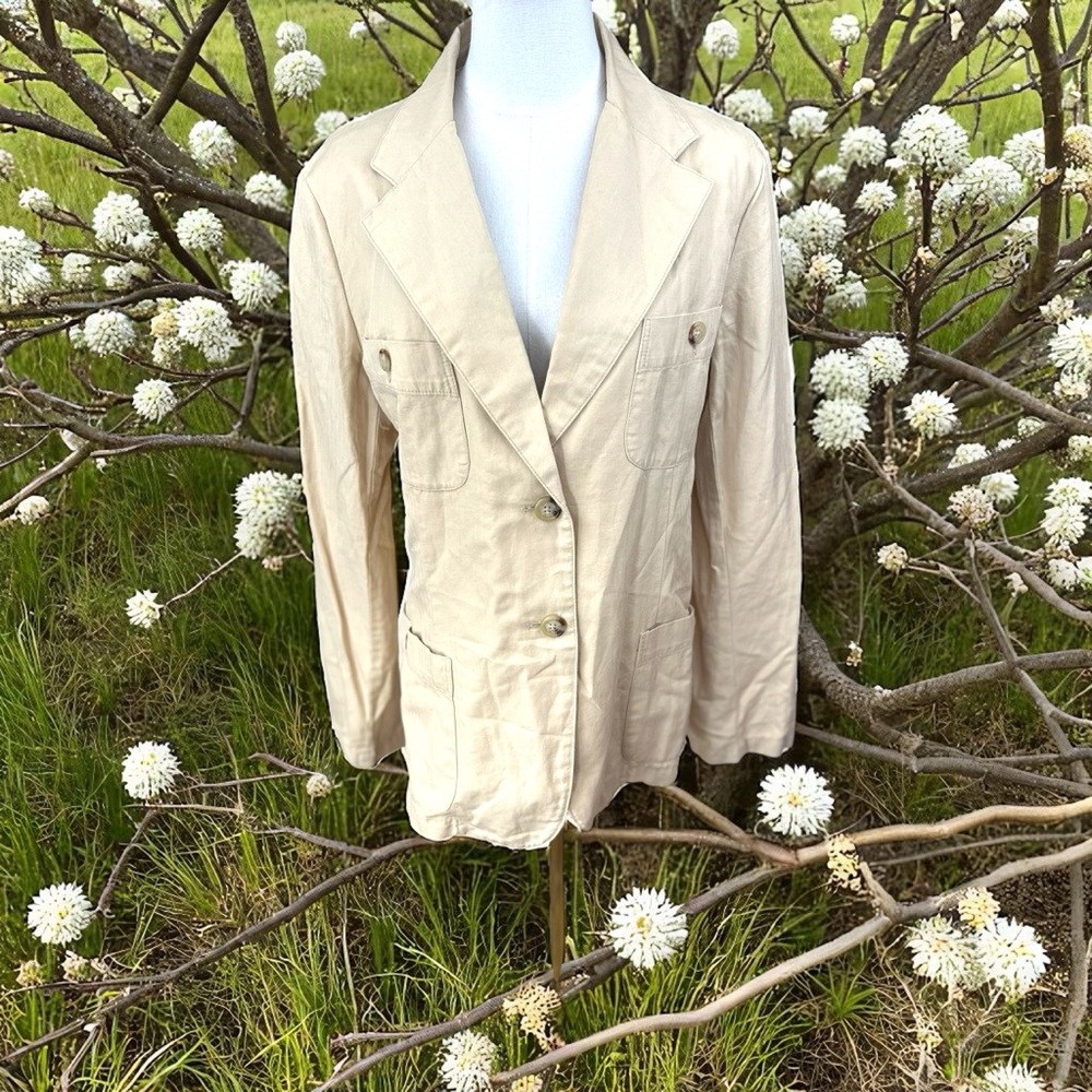 Lauren Ralph Lauren NWT Size 16 Deadstock vintage khaki linen Blazer